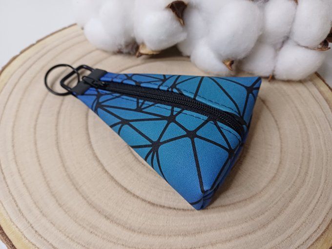 Porte-monnaie / porte-clés - géométrique bleu