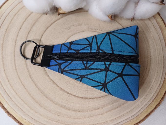 Porte-monnaie / porte-clés - géométrique bleu