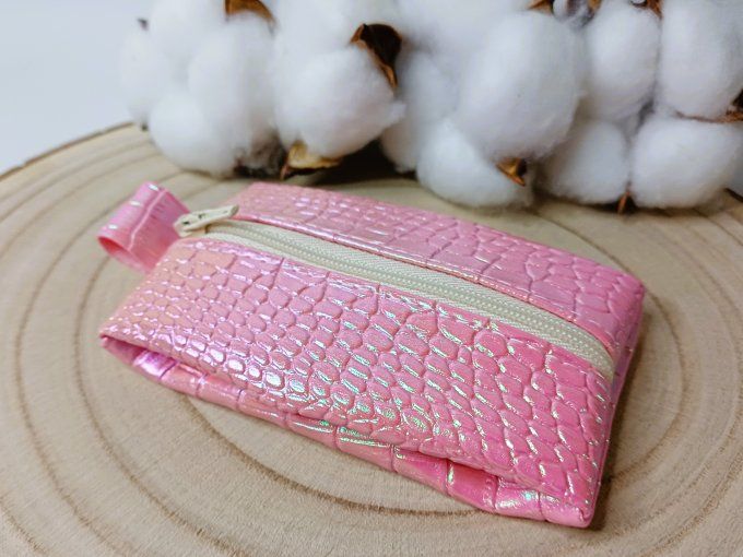 Porte-monnaie - croco rose