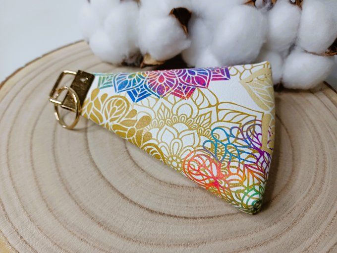 Porte-monnaie / porte-clés - mandala blanc