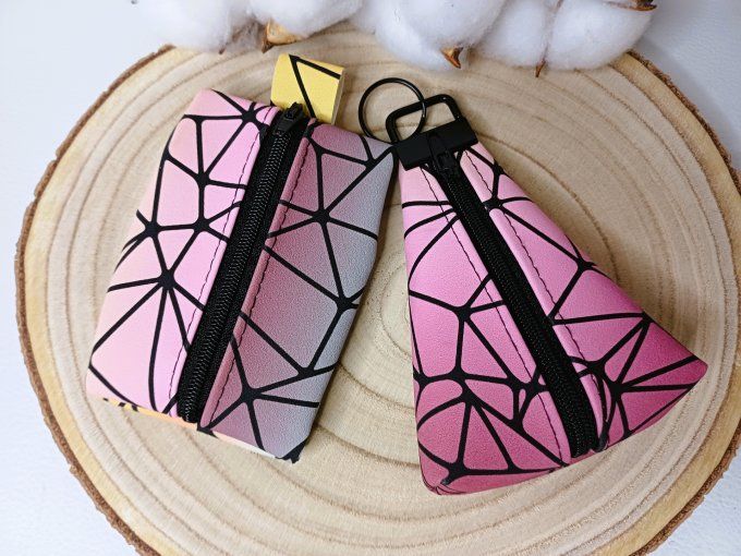 Porte-monnaie / porte-clés - géométrique rose