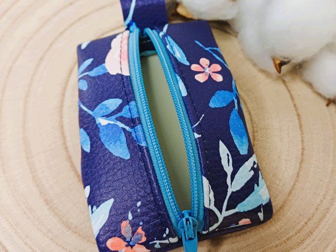 Porte-monnaie - fleurs bleues