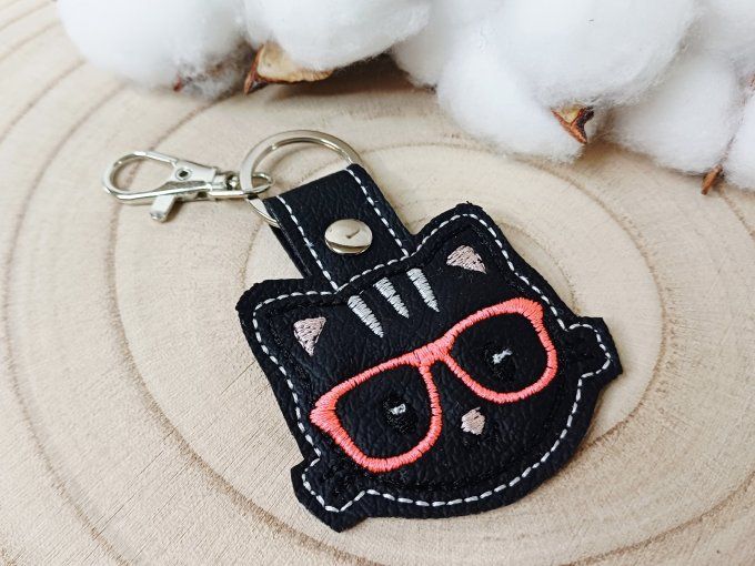 Porte-clé Chat à lunettes