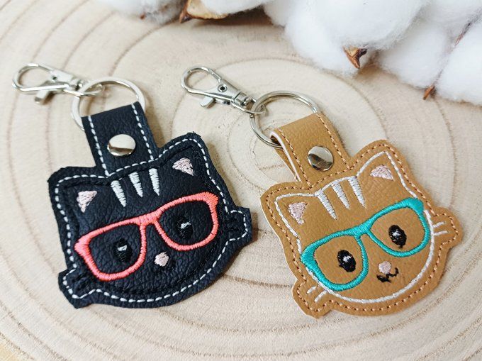 Porte-clé Chat à lunettes