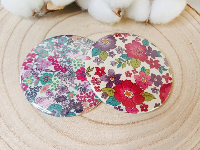 Miroir motif fleuri - rose & violet