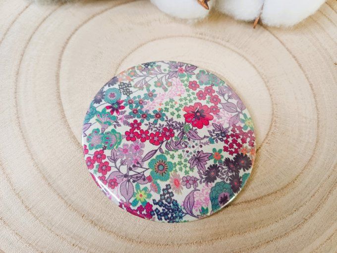 Miroir motif fleuri - rose & violet