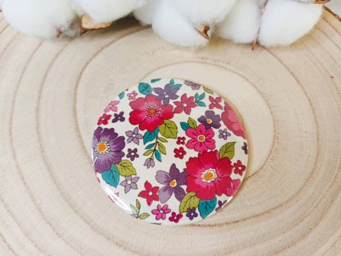 Miroir motif fleuri - rose & violet