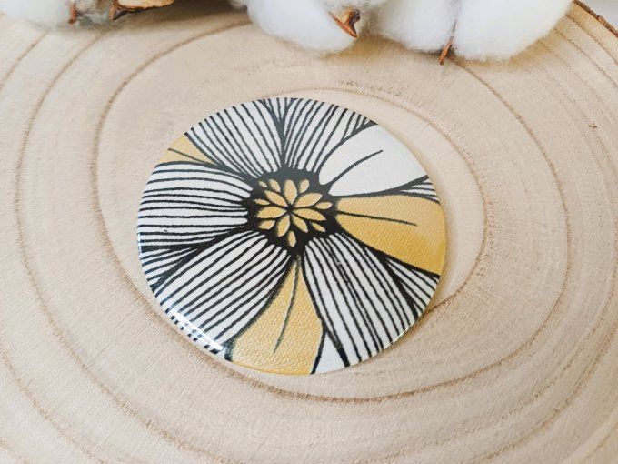 Miroir motif Fleur - noir & or