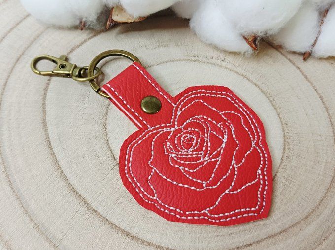Porte-clé Rose coeur