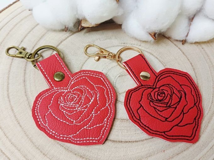 Porte-clé Rose coeur