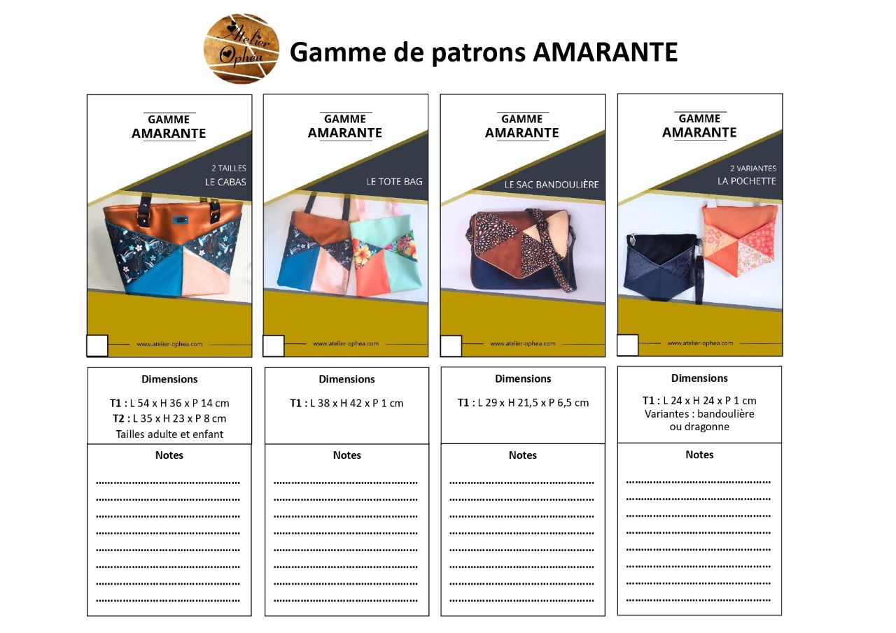 Fiche Gamme AMARANTE - les sacs