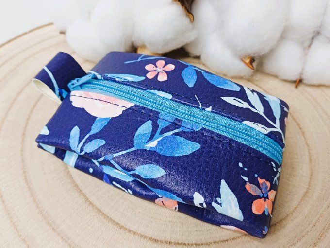 Porte-monnaie - fleurs bleues