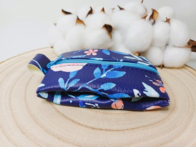 Porte-monnaie - fleurs bleues