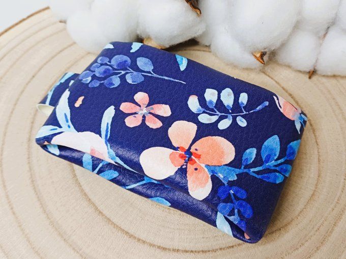 Porte-monnaie - fleurs bleues