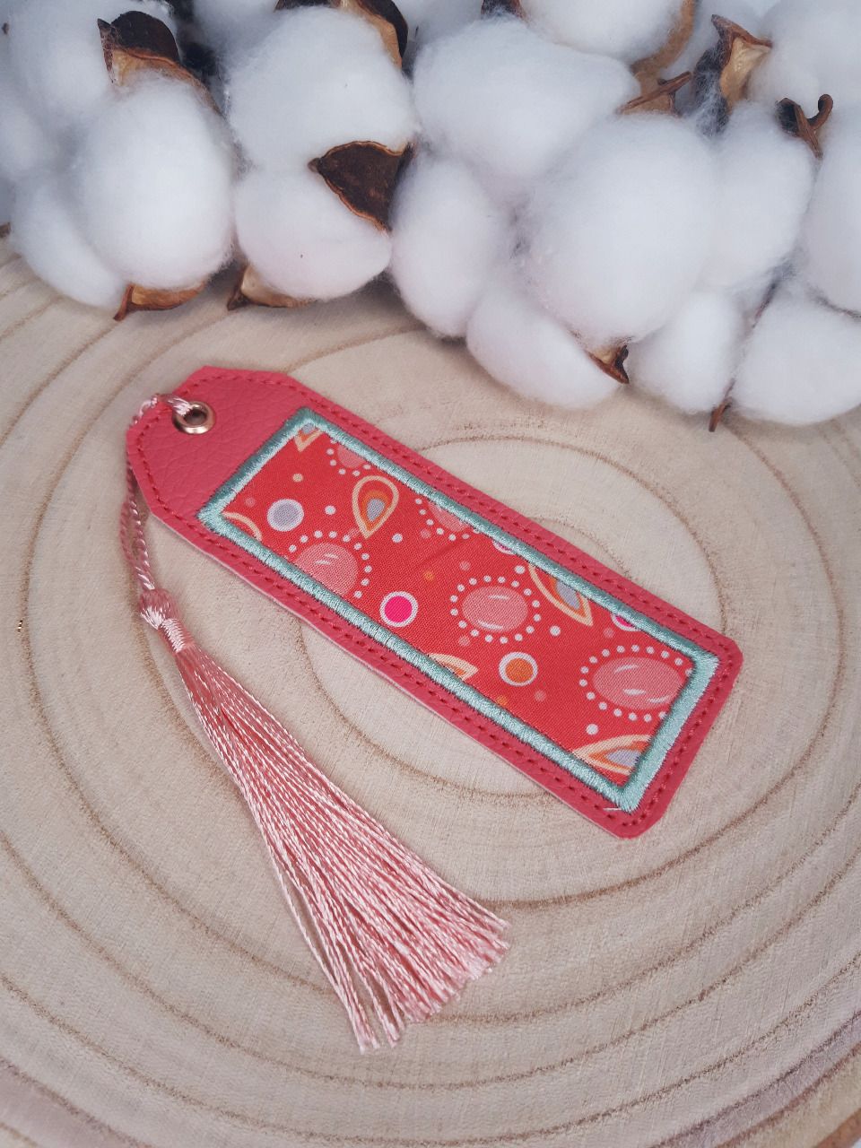 Marque-page avec appliqué - rose