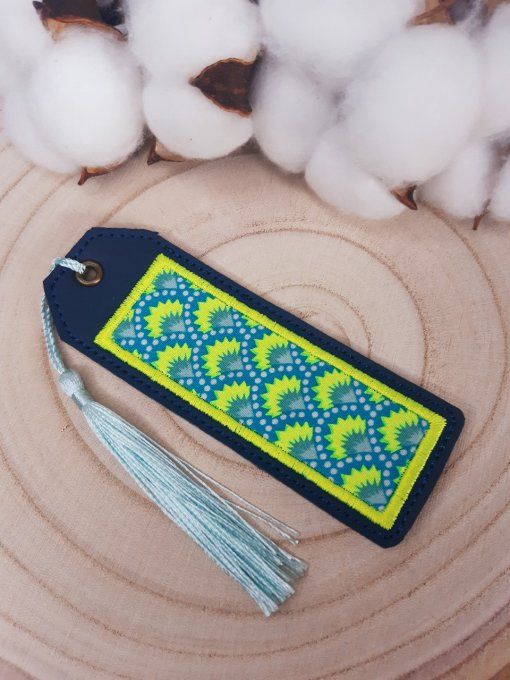 Marque-page avec appliqué - jaune fluo