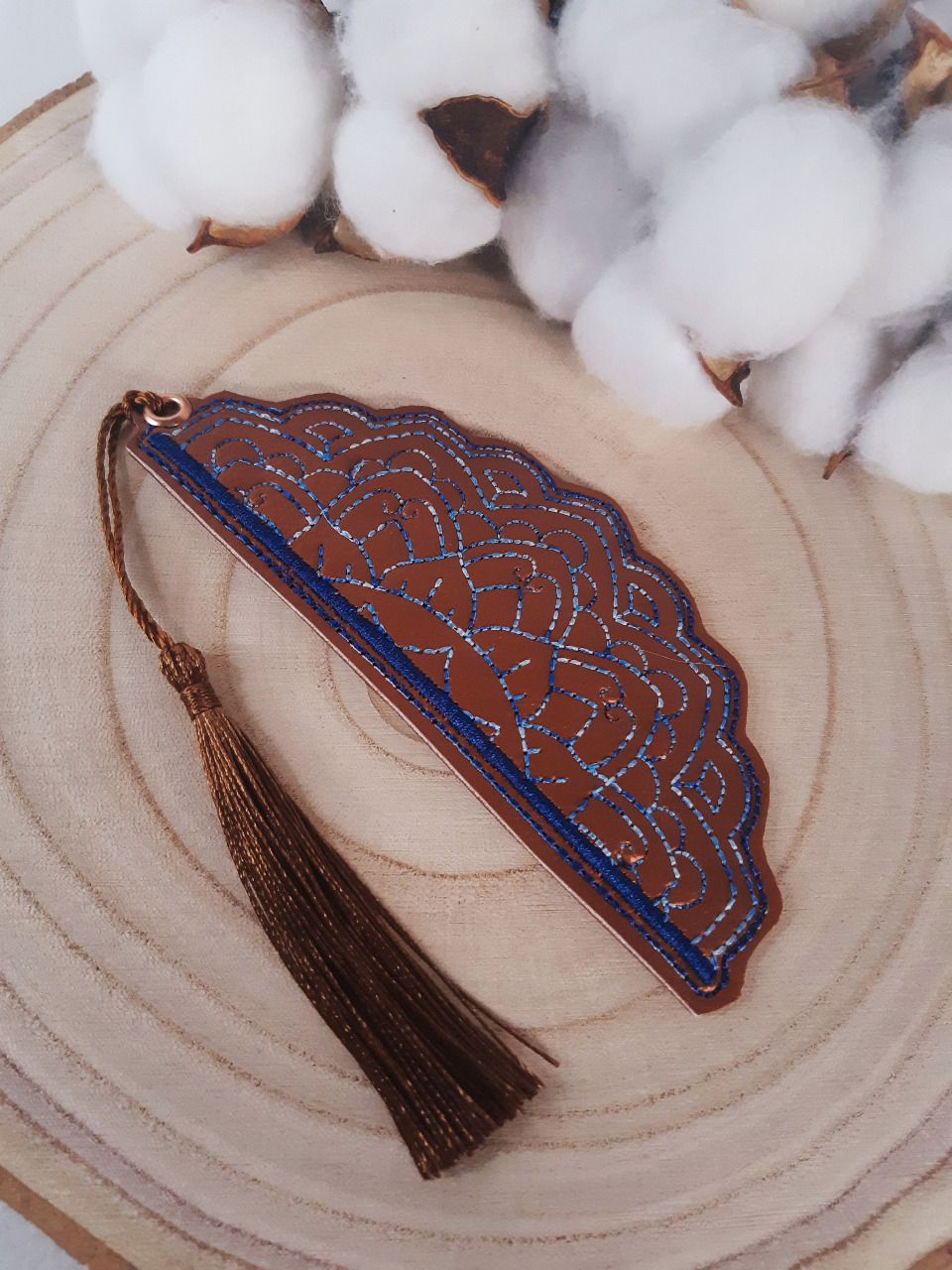 Marque-page Mandala - multicolore cuivré et bleu