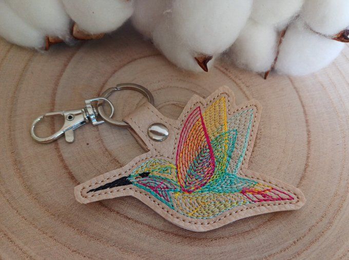 Porte-clé Colibri - fuschia jaune et turquoise