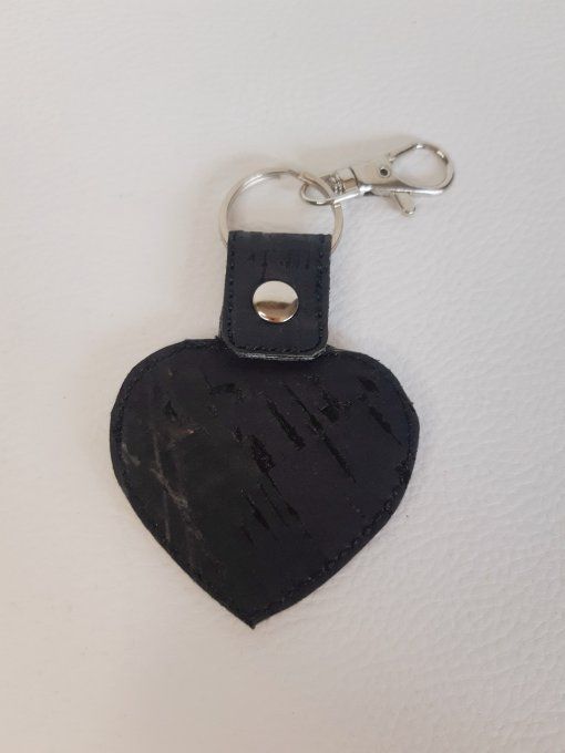 Porte-clé Coeur appliqué liège géométrique