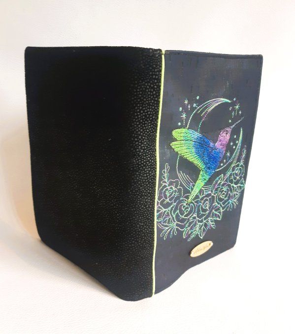 Protège carnet A5 - colibri vert & bleu
