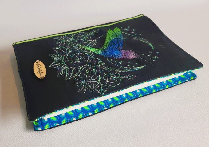 Protège carnet A5 - colibri vert & bleu