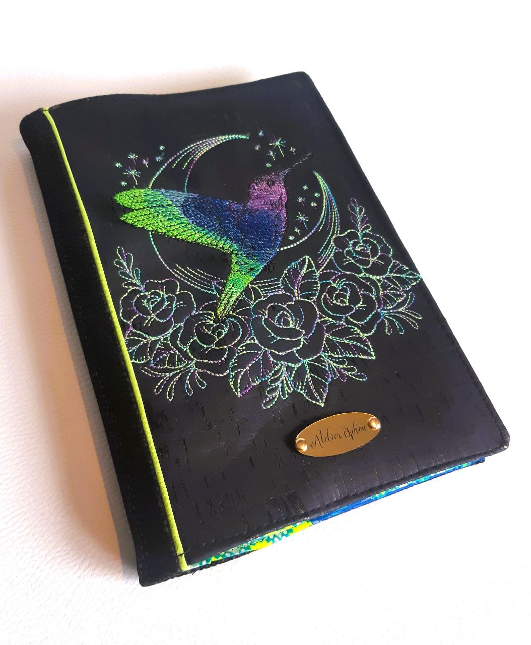 Protège carnet A5 - colibri vert & bleu