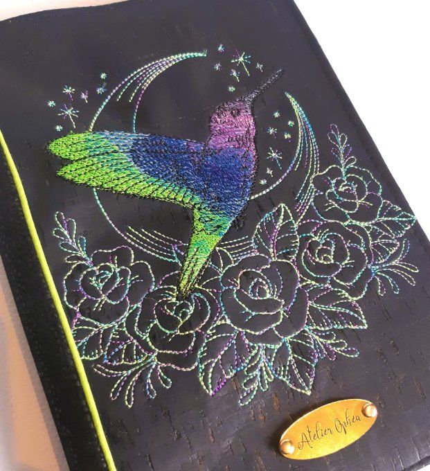 Protège carnet A5 - colibri vert & bleu