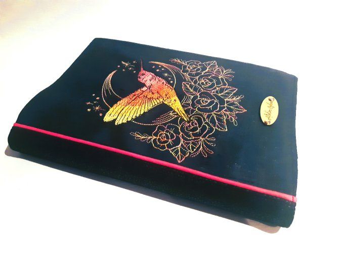 Protège carnet A5 - colibri jaune & rose