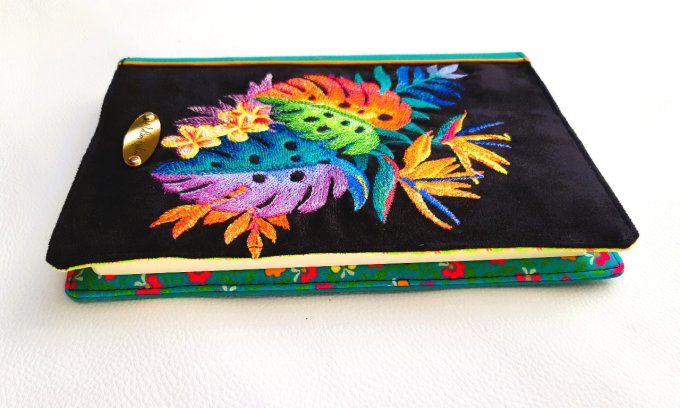 Protège carnet A5 - feuilles tropicales