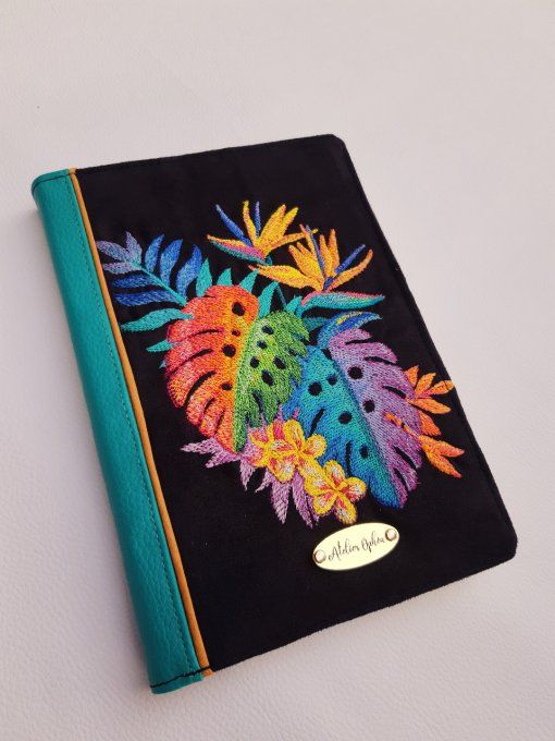 Protège carnet A5 - feuilles tropicales
