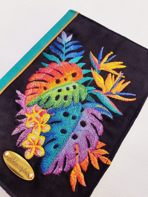 Protège carnet A5 - feuilles tropicales
