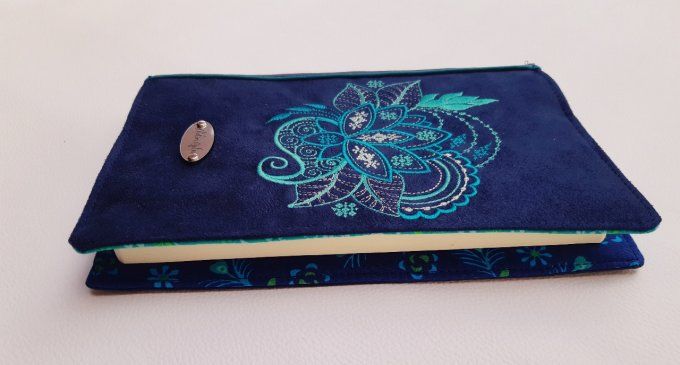 Protège carnet A5 - lotus mandala - bleu