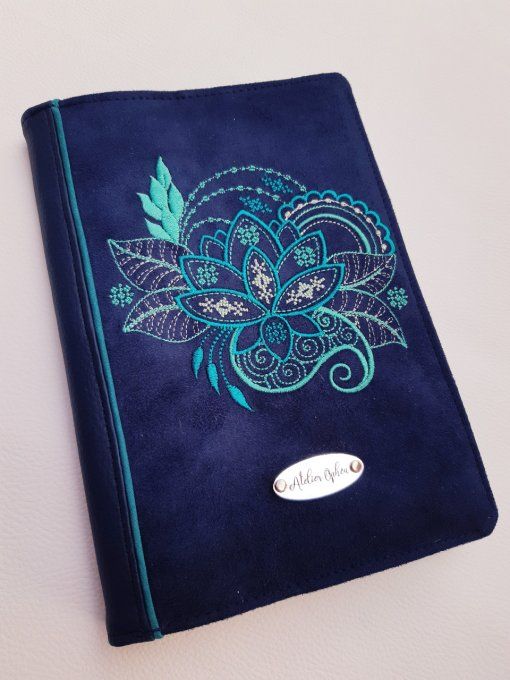 Protège carnet A5 - lotus mandala - bleu